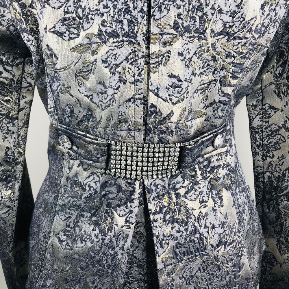 Cache Metallic Gold & Gray Brocade Jacket Blazer